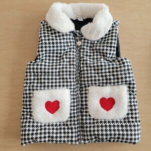 Kids Headquarters Vest 3T Black and White Checkered Plaid with Red Hearts